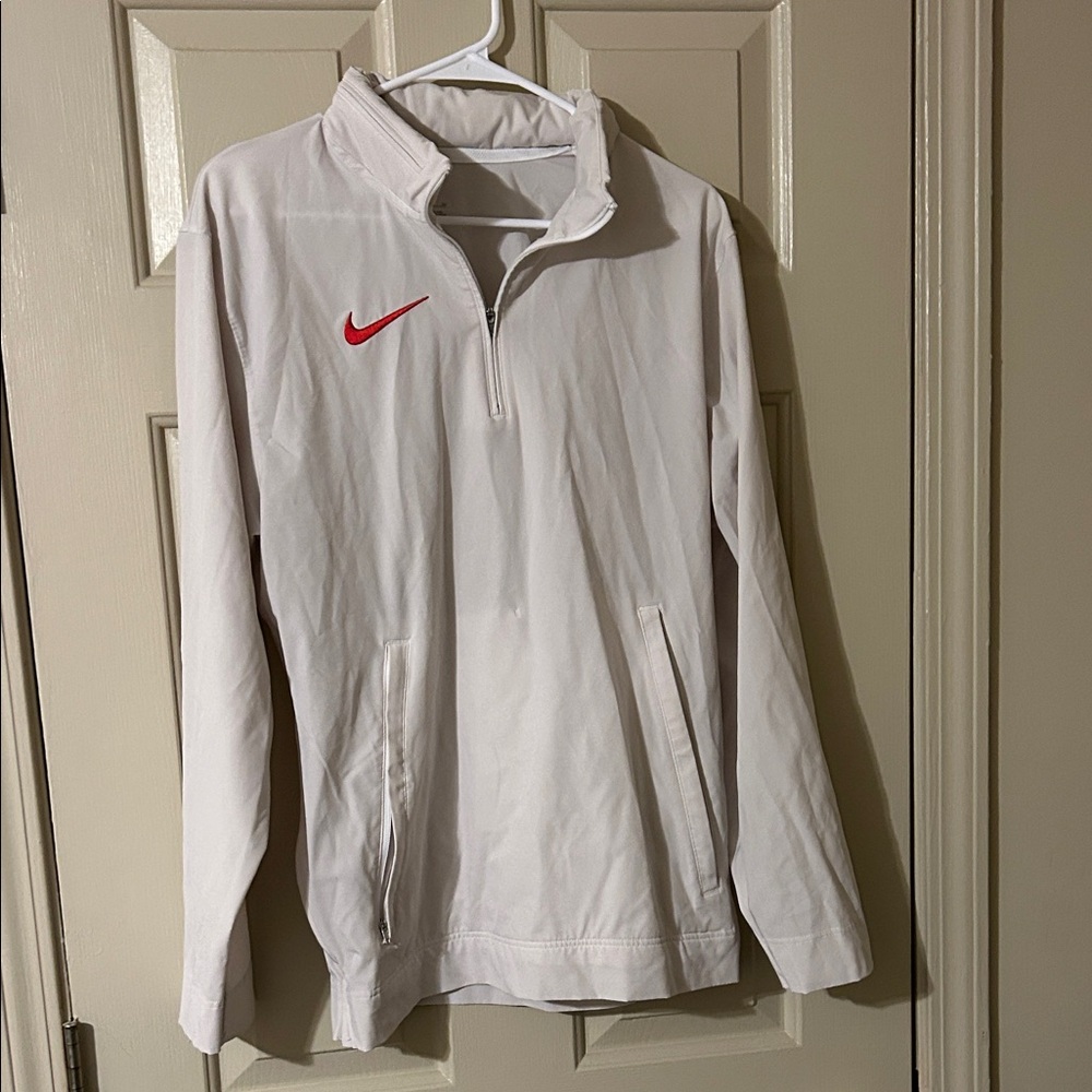 Nike White Quarter-Zip with Red Logo